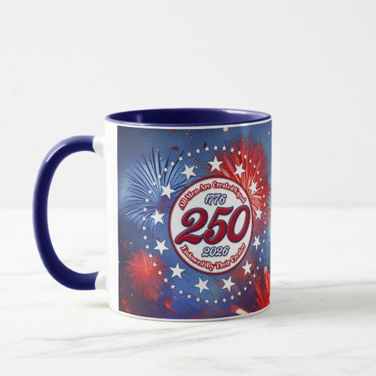  All Men Are Created Graphic Fireworks Burst White マグカップ (左)
