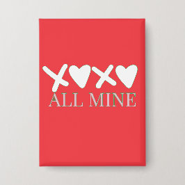 ALL MINE XOXO バレンタインシャツ - シンプルなラブデザイン 缶バッジ