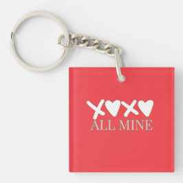 ALL MINE XOXO バレンタイン シャツ - シンプルなラブデザイン キーホルダー