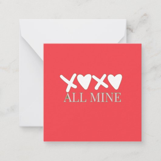 ALL MINE XOXO Valentine Shirt - Minimal Love Desig ノートカード (正面)