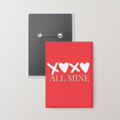 ALL MINE XOXO Valentine Shirt - Minimal Love Desig 缶バッジ (正面/裏面)