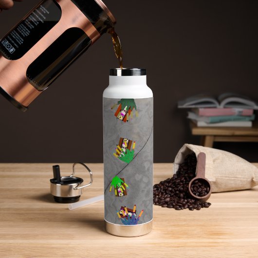 All My Friends are Zombies Water Bottle ウォーターボトル (コーヒー (回転後))