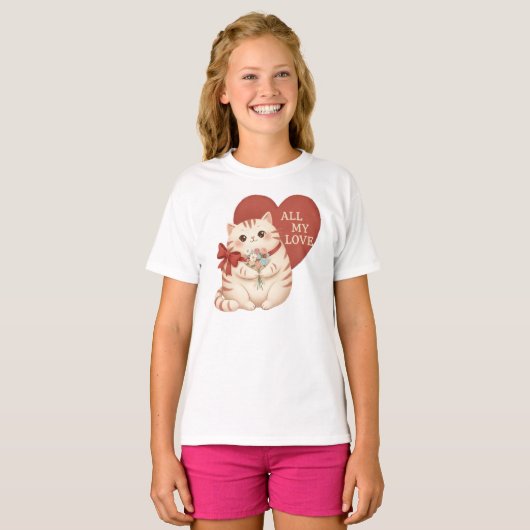 All My Love Tabby Cat Tシャツ (正面フル)
