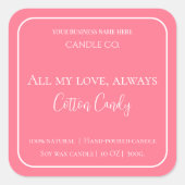 All My Love Valentine – Romantic Pink Candle Label スクエアシール (正面)