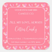 All My Love Valentine – Romantic Pink Candle Label スクエアシール (正面)
