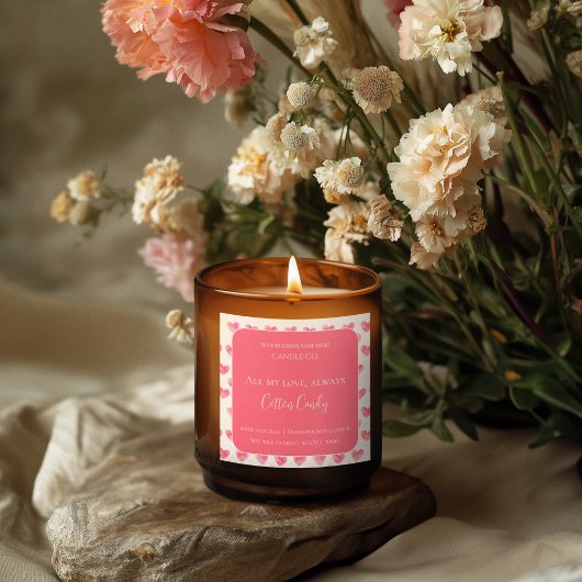 All My Love Valentine – Romantic Pink Candle Label スクエアシール