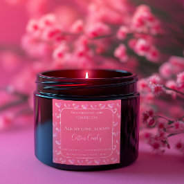 All My Love Valentine – Romantic Pink Candle Label スクエアシール