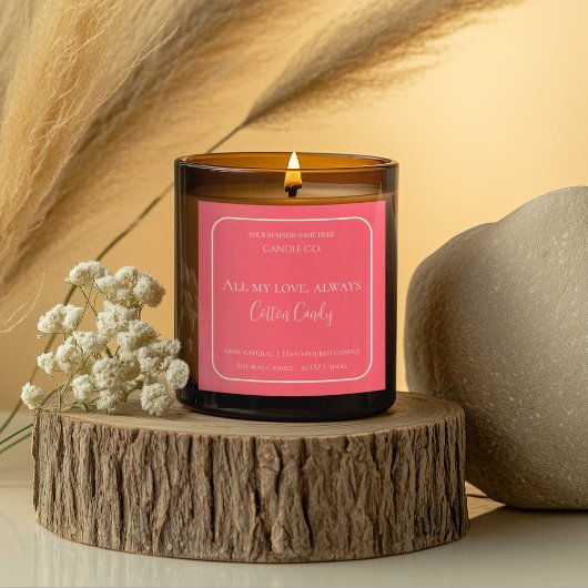 All My Love Valentine – Romantic Pink Candle Label スクエアシール