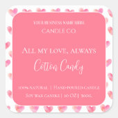 All My Love Valentine – Romantic Pink Candle Label スクエアシール (正面)