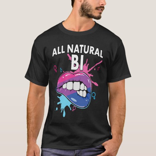 All Natural Bi Flag Bisexual Rainbow Pride Bisexua Tシャツ (正面)