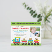 All Oard Train Boy's誕生日招待状（緑） 招待状 (スタンド正面)