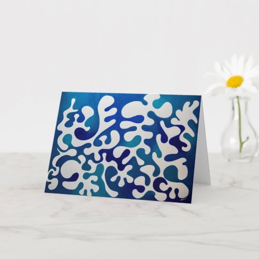All Occasion Blue Abstract Greeting Card カード (小さな植物)
