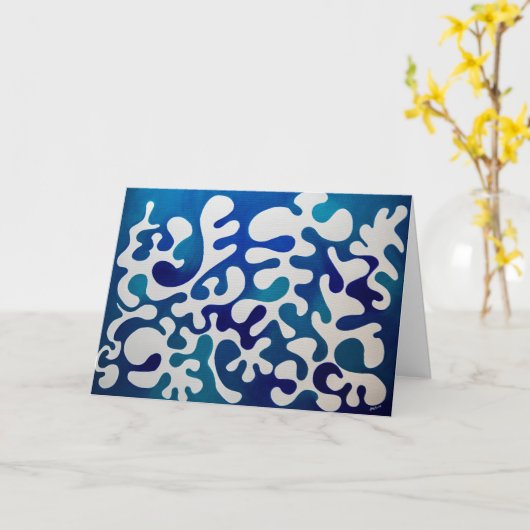 All Occasion Blue Abstract Greeting Card カード (黄色い花)