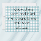 All-Occasion Name Blue and White Gingham Flat ノートカード