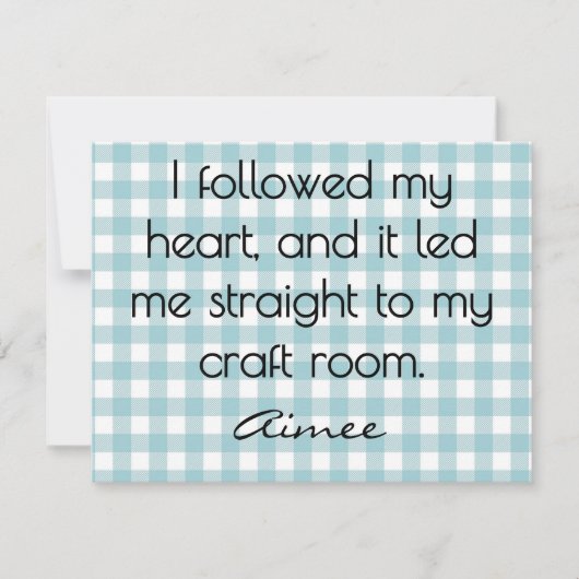 All-Occasion Name Blue and White Gingham Flat ノートカード (正面)