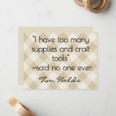 All-Occasion Name Khaki and Cream Plaid Flat ノートカード (正面/裏面インサイチュ)