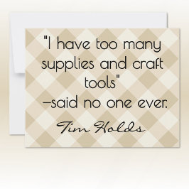 All-Occasion Name Khaki and Cream Plaid Flat ノートカード