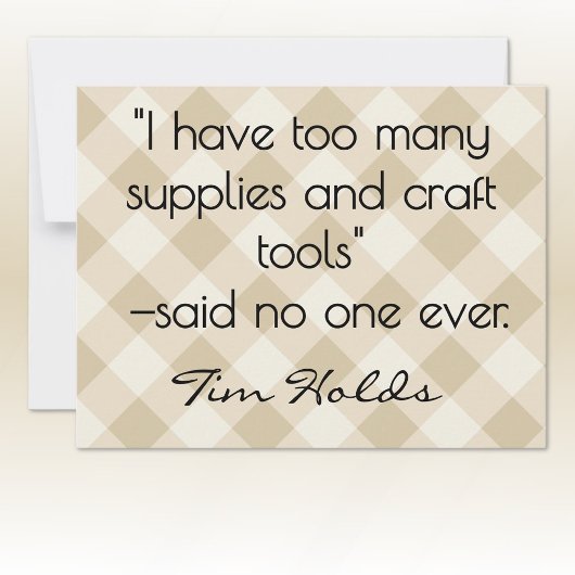 All-Occasion Name Khaki and Cream Plaid Flat ノートカード