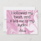  All-Occasion Name Pink and White Marbled Ink Flat ノートカード (正面)