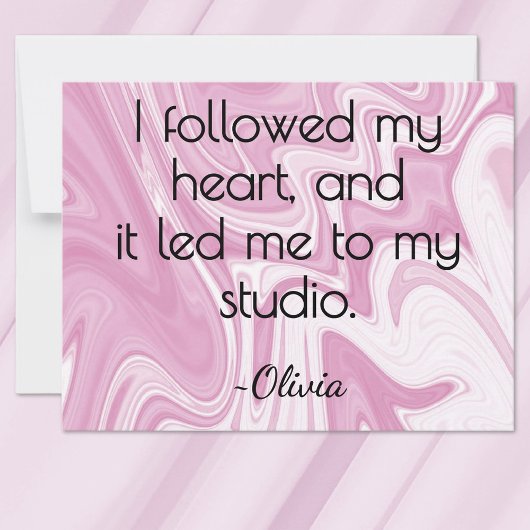  All-Occasion Name Pink and White Marbled Ink Flat ノートカード