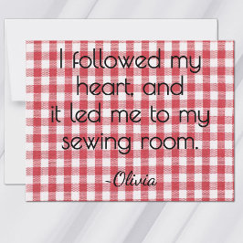 All-Occasion Name Red and White Gingham Flat ノートカード