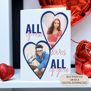 All of Me Loves All of You 2ハート写真バレンタイン カード