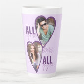 All of Me Loves All of You 2ハート写真薄紫 カフェラテマグ (正面)