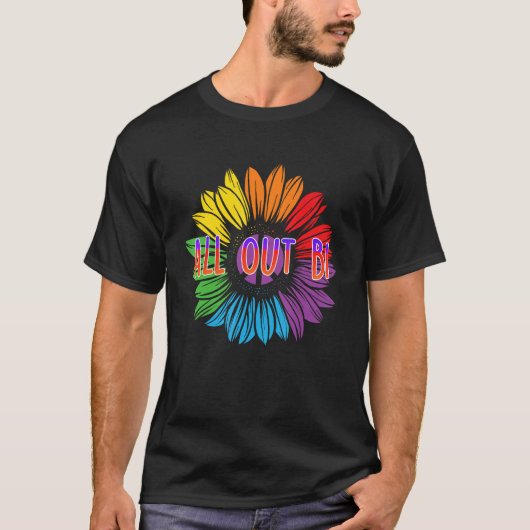 All Out Bi Bisexual Motivational Quote Bi Pride Tシャツ (正面)