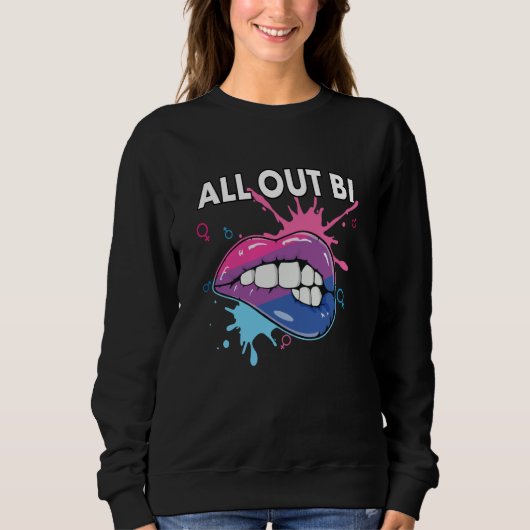 All Out Bi Flag Bisexual Rainbow Pride Bisexuality スウェットシャツ (正面)