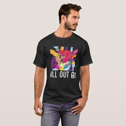 All Out Bi Flag Bisexual Rainbow Pride Bisexuality Tシャツ (正面フル)