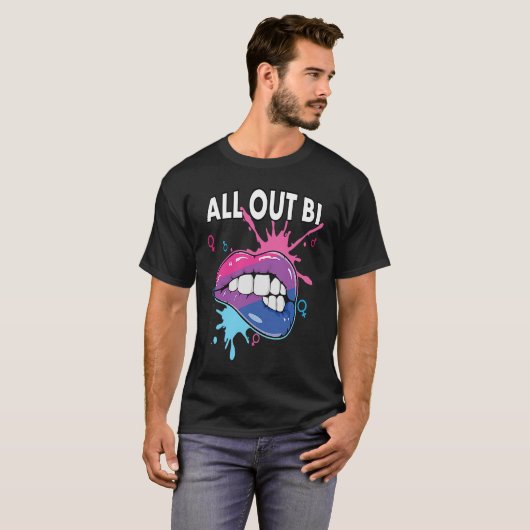 All Out Bi Flag Bisexual Rainbow Pride Bisexuality Tシャツ (正面フル)