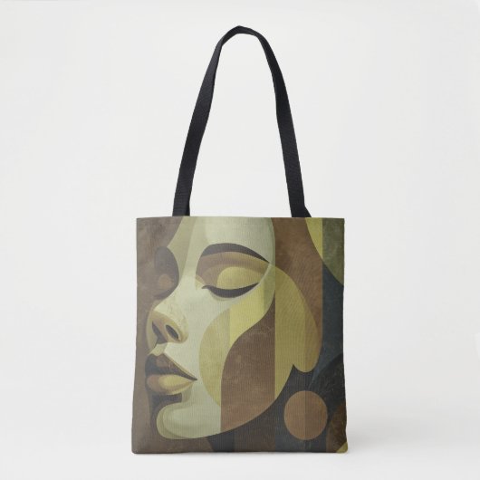 All-Over Abstract Face Shoulder Tote トートバッグ (正面)