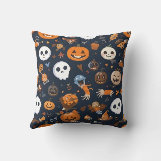 All-Over Character Halloween Pattern Pillow クッション (裏面)