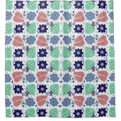 All Over Leaves And Flower Pattern シャワーカーテン (正面)