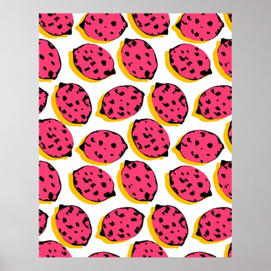 all over lemon pattern vintageabstract, art, backg ポスター (正面)