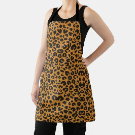 All-Over leopard print black strap Apron エプロン