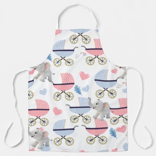 All Over Print Apron Baby Stork Stroller Elephant  エプロン (正面)