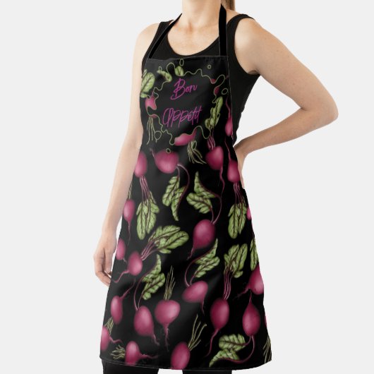 All-Over Print Apron Bon Appétit con rábano エプロン (インサイチュ)