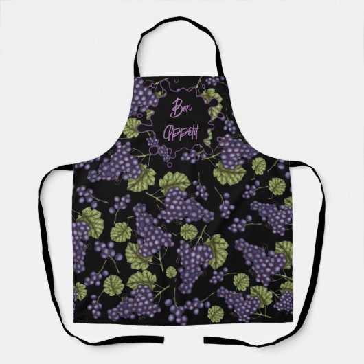 All-Over Print Apron Bon Appétit con Uvas エプロン (正面)