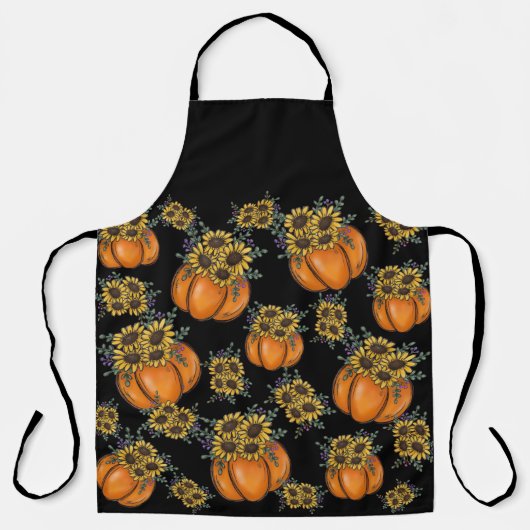 All-Over Print Apron Citrouille Avec tournesol エプロン (正面)