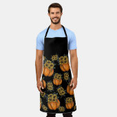 All-Over Print Apron Citrouille Avec tournesol エプロン (着用した状態)