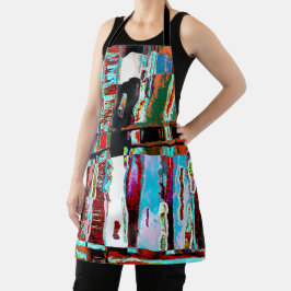 All-Over Print Apron Collapse Reflection Abstract エプロン