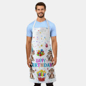All Over Print Apron Happy Birthday Monkey エプロン (着用した状態)