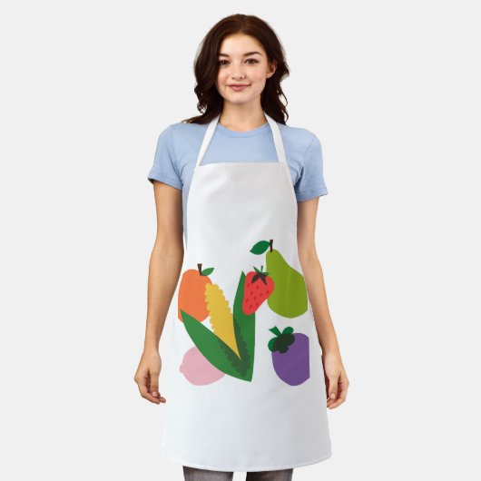 All-Over Print Apron, Medium fruits et légumes  エプロン (着用した状態)