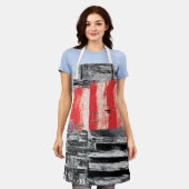 All-Over Print Apron, Medium – Red Pulse Abstract  エプロン (着用した状態)