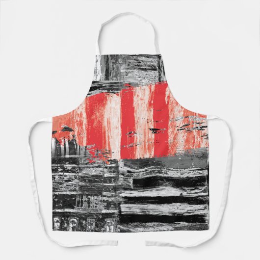 All-Over Print Apron, Medium – Red Pulse Abstract エプロン (正面)
