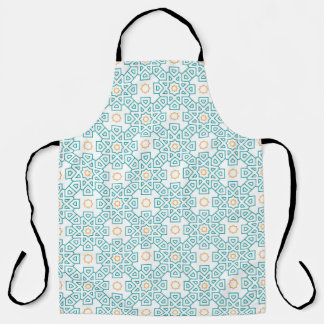 All-Over Print Apron Teal & Gold Arabesque Chef Ap エプロン