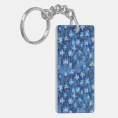 All Over Shades of Blue Floral Two-sided キーホルダー (正面左)