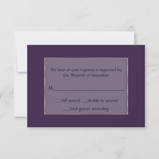 All Purple and Silver Response Card 出欠カード (正面)