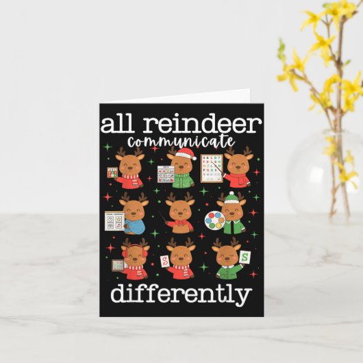 All Reindeer Communicate Differently Xmas Autism A カード (黄色い花)